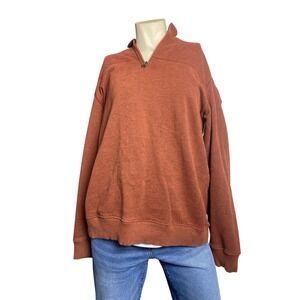 Arrow USA 1851 Mens L Brown Quarter Zip Pullover Sweatshirt Fleece